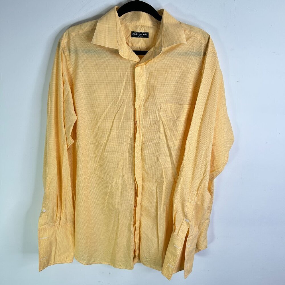 moda georgio Men's Yellow/Orange and White Dress Shirt
